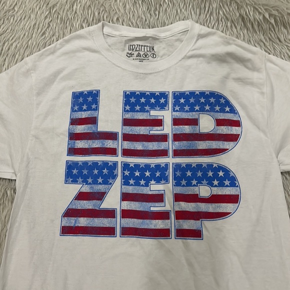 Led Zeppelin white American flag t shirt size small - Picture 2 of 4